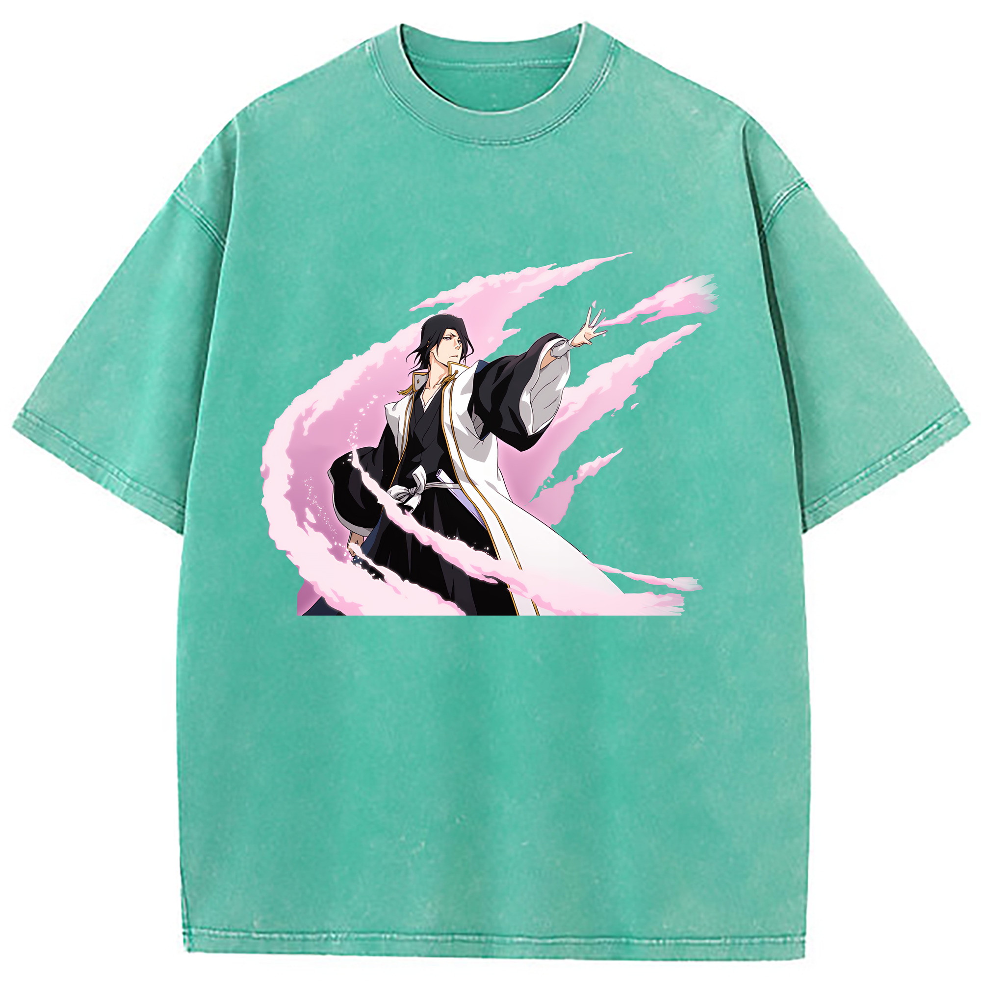 （画像用） ブリーチ くちき びゃくや BLEACH Kuchiki Byakuya 綿100% ヴィンテージ風 半袖Tシャツ（フロントプリント）